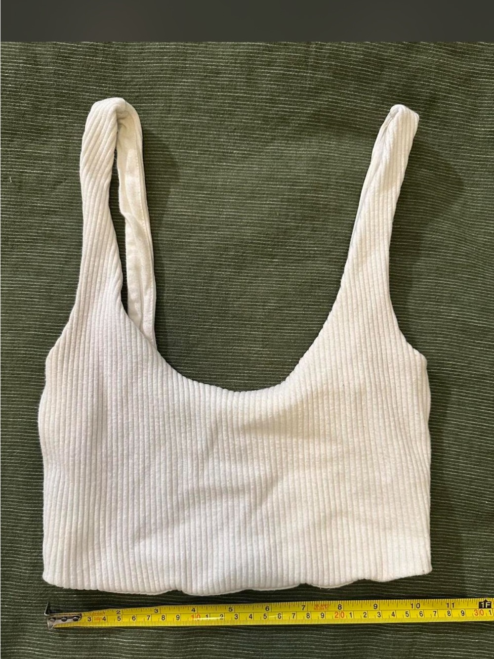 White Ribbed Crop Tank Top - Women's Scoop Neck